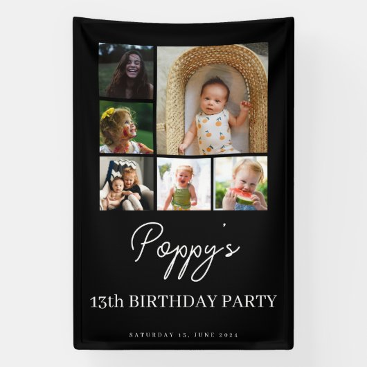 13歳の誕生日パーティーのオフィシャルティーンエイジャーの写真コラージュ 横断幕 (縦)