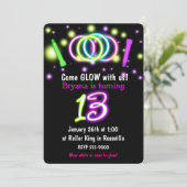 13歳の誕生日パーティーの招待状 - GLOW Lights 招待状 (スタンド正面)