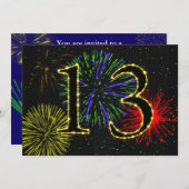 13歳の誕生日パーティーを招待する 招待状 (正面/裏面)