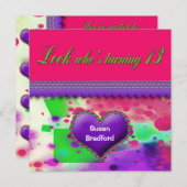 13歳の誕生日パーティー招待状 - 女の子 招待状 (正面/裏面)