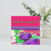 13歳の誕生日パーティー招待状 - 女の子 招待状 (スタンド正面)