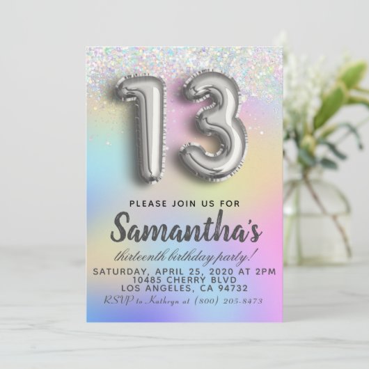 13歳の誕生日パーティー招待状 招待状 (スタンド正面)