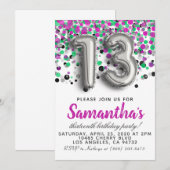 13歳の誕生日パーティー招待状 招待状 (正面/裏面)