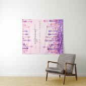 13歳の誕生日パーティー ピンク パープル グリッター垂れ込み   タペストリー (インサイチュ(横))