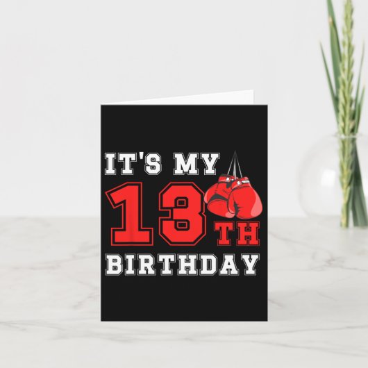 13歳の誕生日パーティー ボクシング少年 誕生日おめでとう カード (正面)
