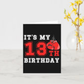 13歳の誕生日パーティー ボクシング少年 誕生日おめでとう カード (黄色い花)