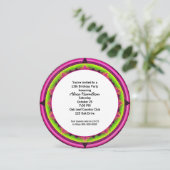 13歳の誕生日パーティー ラウンド ネオン カラースコープ 招待状 (スタンド正面)