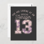 13歳の誕生日フラワー 公式ティーンエージャー女子 ポストカード (正面/裏面)