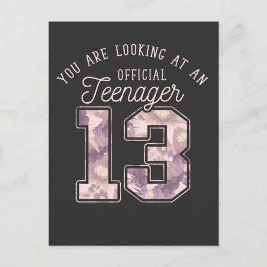 13歳の誕生日フラワー 公式ティーンエージャー女子 ポストカード (正面)