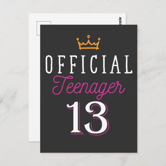 13歳の誕生日プリンセスガール公式ティーンエージャー ポストカード (正面/裏面)