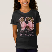 13歳の誕生日プレゼント ピンクのヒョウ柄リボン Tシャツ (正面)