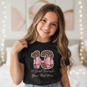 13歳の誕生日プレゼント ピンクのヒョウ柄リボン Tシャツ