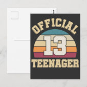 13歳の誕生日レトロ公式ティーンエージャー ポストカード (正面/裏面)