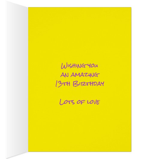 13歳の誕生日名前をカスタムするイエローピンクピクセルゲーム (内側 (右))