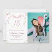 13歳の誕生日招待状ボホフローラ写真 招待状 (正面)