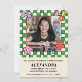 13歳の誕生日招待状レトロGroovy花 招待状 (正面)