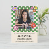 13歳の誕生日招待状レトロGroovy花 招待状 (スタンド正面)