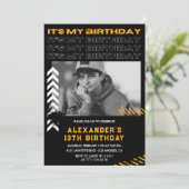 13歳の誕生日招待状少年フォトスプレ絵を描ー 招待状 (スタンド正面)