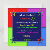 13歳の誕生日招待状 - ネオンカラー 招待状 (裏面)