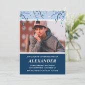 13歳の誕生日招待状 フォト ネイビーブルー 招待状 (スタンド正面)