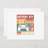 13歳の誕生日男子 ゲーマー必見!レベルアップビデオゲーム ポストカード (正面/裏面)