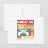 13歳の誕生日男子 ゲーマー必見！レベルアップ！ ポストカード (正面/裏面)