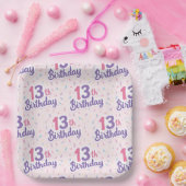 13歳の誕生日紙皿、13歳のピンクパーティー ペーパープレート (パーティー)