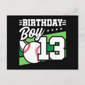 13歳の誕生日野球パーティーテーマ 男の子13歳 ポストカード (正面)