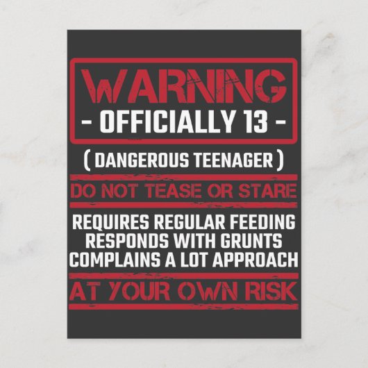 13歳の誕生日 おめでとう！もうすぐティーンエージャー 13歳の子供 ポストカード (正面)