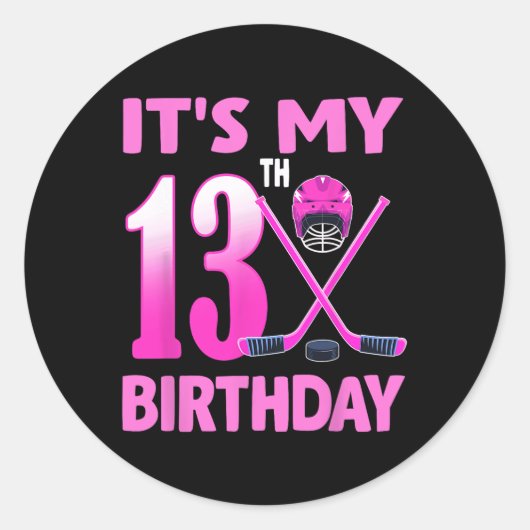 13歳の誕生日 アイスホッケー女子  ラウンドシール (正面)