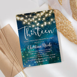 13歳の誕生日 ギャラクシー ターコイズ ブルー グリーン 招待状