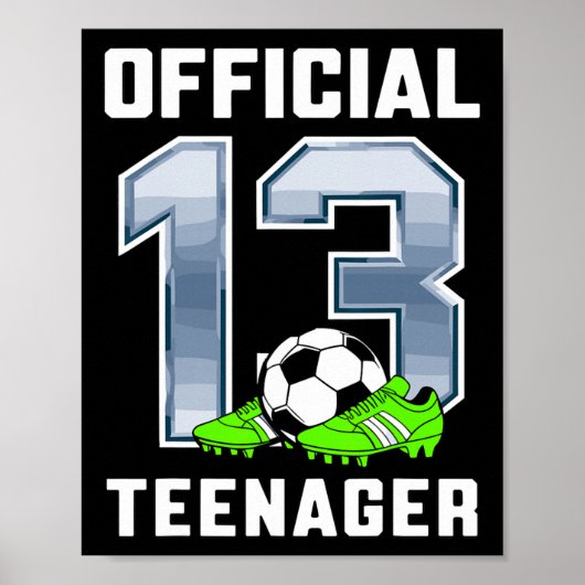 13歳の誕生日 サッカー テーマ パーティー おめでとう ポスター (正面)