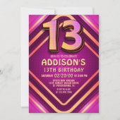 13歳の誕生日 ネオン招待状 招待状 (正面)