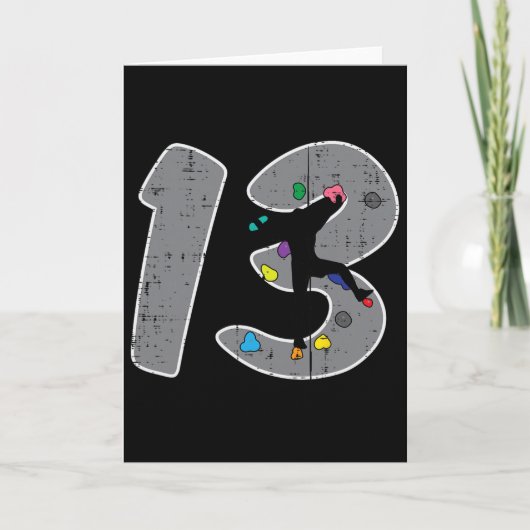13歳の誕生日 ロッククライミング 少年 誕生日プレゼント カード (正面)