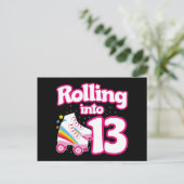 13歳の誕生日 ローラー スケート 13歳 スケート ポストカード (スタンド正面)