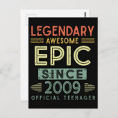 13歳の誕生日 伝説の2009年 公式ティーンエージャー ポストカード (正面/裏面)