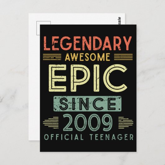 13歳の誕生日 伝説の2009年 公式ティーンエージャー ポストカード (正面/裏面)