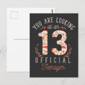 13歳の誕生日　公式に思春期を見つめる少女 ポストカード (正面/裏面)