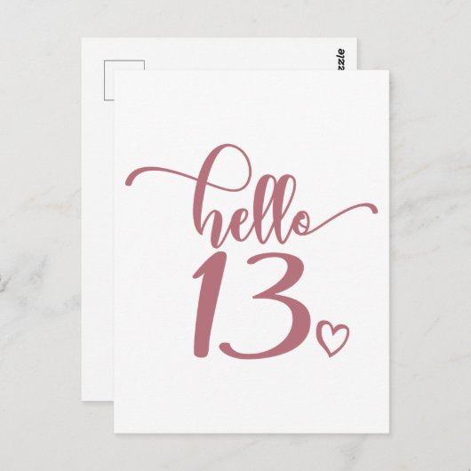 13歳の誕生日 女性 ハロー13 かわいい13歳 ポストカード (正面/裏面)