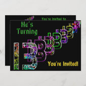 13歳の誕生日, 招待状, 抽象的な数字, 男の子 招待状 (正面/裏面)