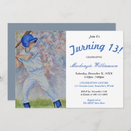 13歳の誕生日 野球パーティー招待状 招待状