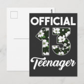 13歳の誕生日 2008 花 公式 ティーンエイジャー ポストカード (正面/裏面)