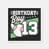 13歳の野球パーティーテーマ13誕生日少年 スタンダードカクテルナプキン (正面)