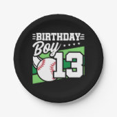 13歳の野球パーティーテーマ13誕生日少年 ペーパープレート (正面)