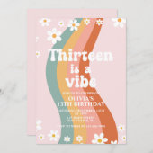 13歳はVibe groovy rainbow 13歳の誕生日 招待状 (正面/裏面)