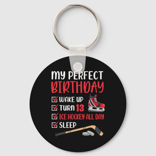 13歳アイスホッケー誕生日パーティー13th少年Bda キーホルダー (正面)