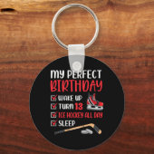 13歳アイスホッケー誕生日パーティー13th少年Bda キーホルダー (正面)