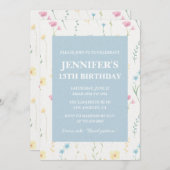 13歳エレガントの誕生日招待状フローラボホシック 招待状 (正面/裏面)