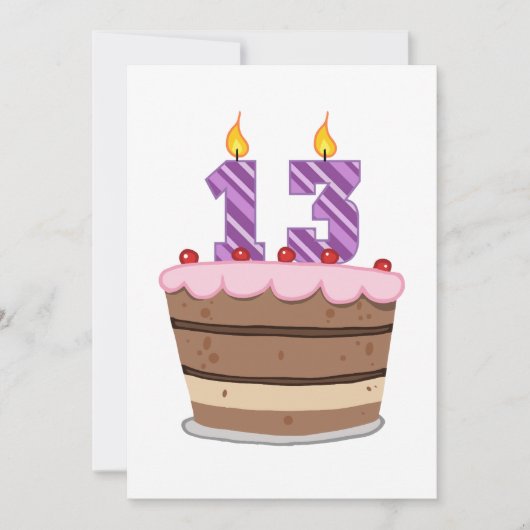 13歳オンお誕生日ケーキ カード (正面)