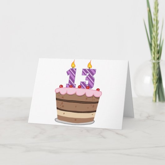 13歳オンお誕生日ケーキ カード (正面)